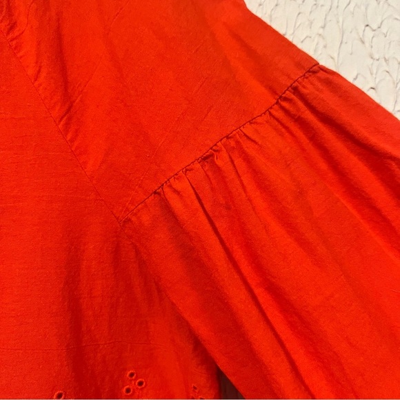 Madewell Bright Red Eyelet Lattice Cotton top size small - Picture 7 of 16